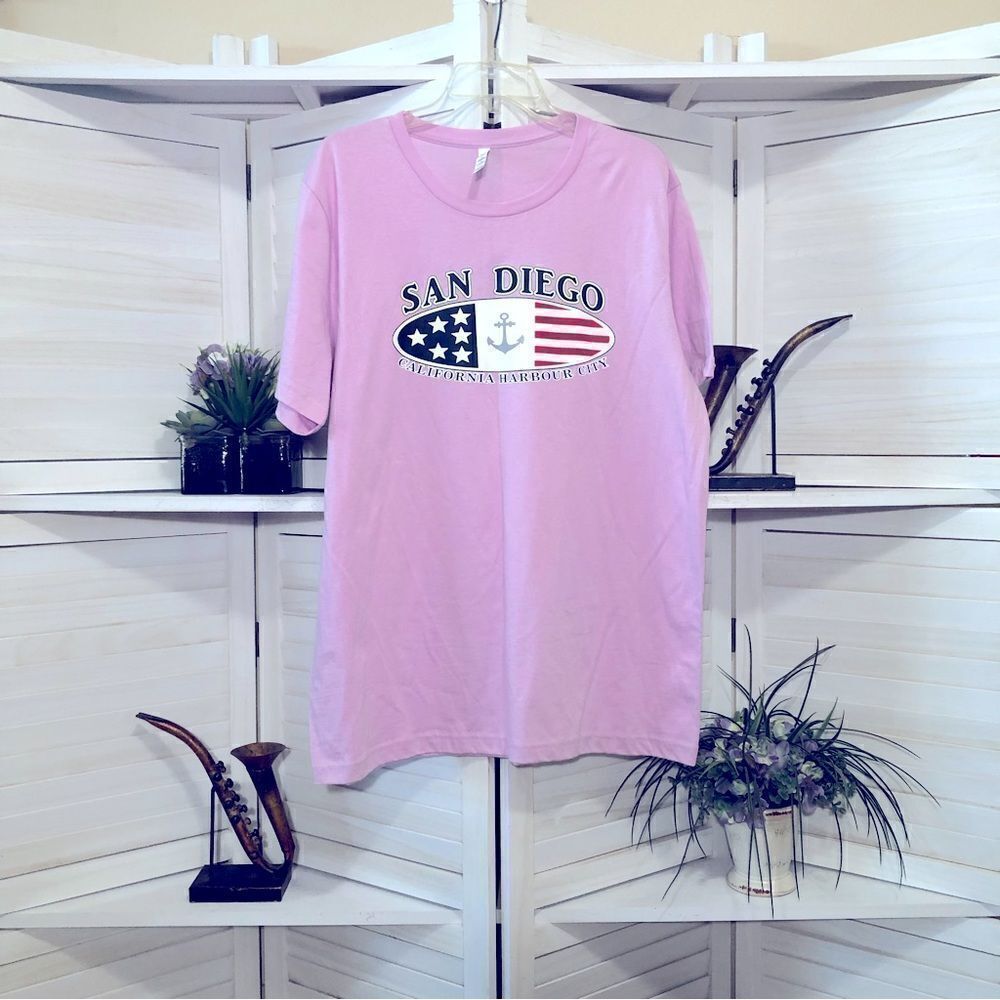 San Diego Harbor City Pink Cotton T-Shirt Extra Large